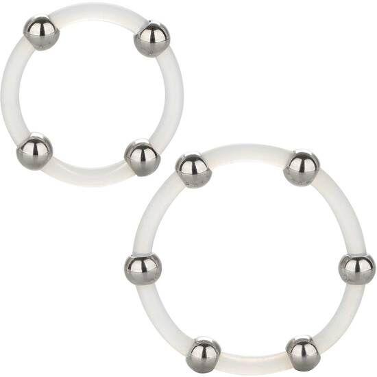 CALEXOTICS - KIT DE 2 UDS ANILLO DE SILICONA CON CUENTAS DE ACERO - Optelum