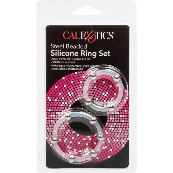 CALEXOTICS - KIT DE 2 UDS ANILLO DE SILICONA CON CUENTAS DE ACERO - Optelum