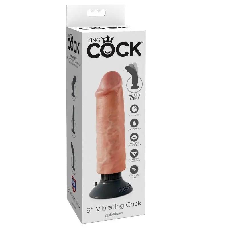 KING COCK - DILDO VIBRADOR 15.24 CM NATURAL - Optelum