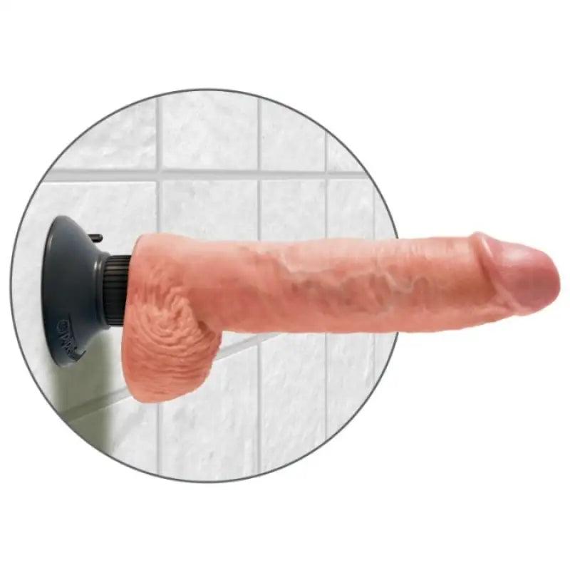 KING COCK - DILDO VIBRADOR CON TESTICULOS 25.5 CM COLOR NATURAL - Optelum