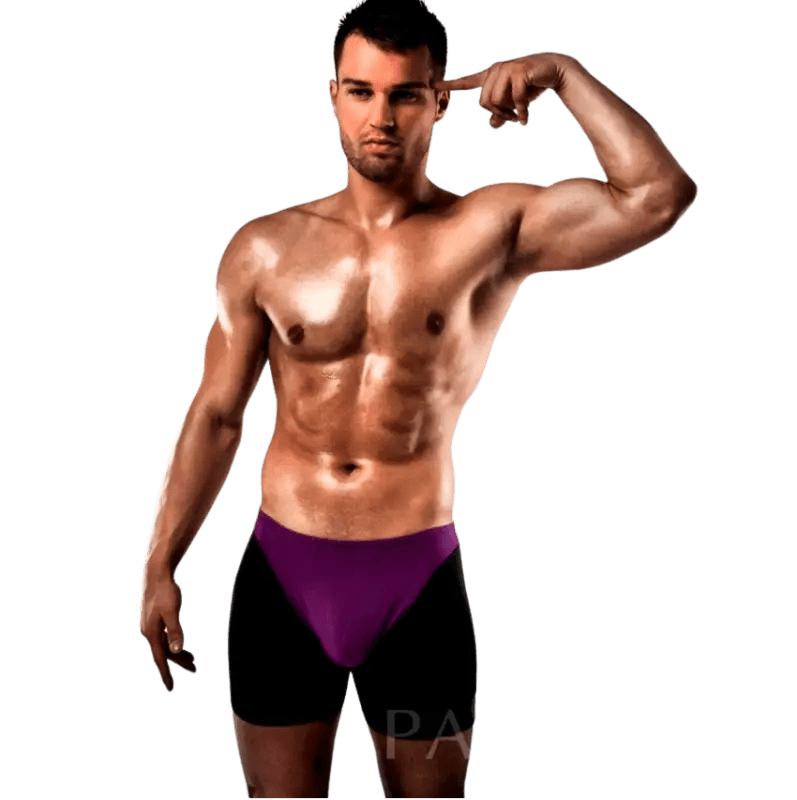 PASSION - BOXER 009 LILA/ NEGRO EROTIC LINGERIE S/M - Optelum