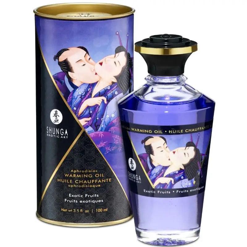SHUNGA - ACEITE MASAJE EFECTO CALOR SABOR FRUTAS EXOTICAS 100 ML - Optelum