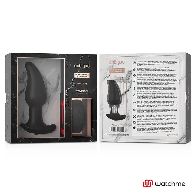 ANBIGUO - WATCHME CONTROL REMOTO PLUG ANAL VIBRADOR CON ROTACIÓN DE PERLAS AMADEUS - Optelum