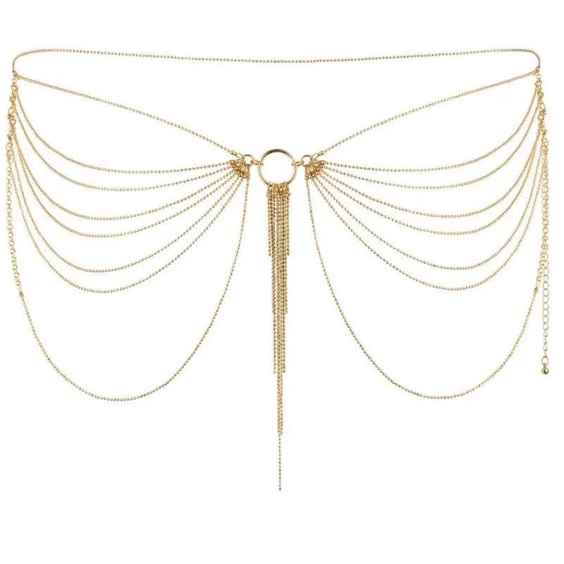 BIJOUX - MAGNIFIQUE JOYA DE CADENAS METLICAS PARA CINTURA DORADA - Optelum