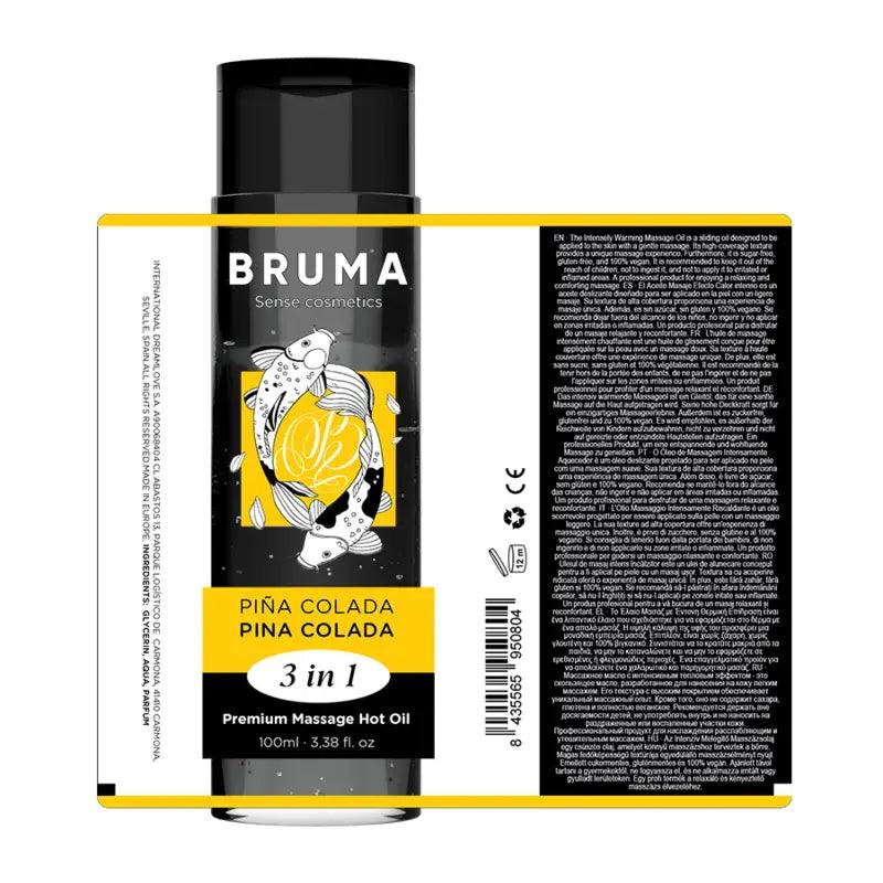 BRUMA - ACEITE DE MASAJE PREMIUM EFECTO CALOR SABOR PIÑA COLADA 3 EN 1 - 100 ML - Optelum