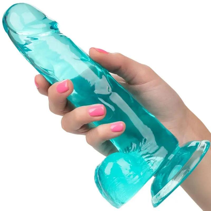 CALEXOTICS - SIZE QUEEN DILDO AZUL 15.3 CM - Optelum