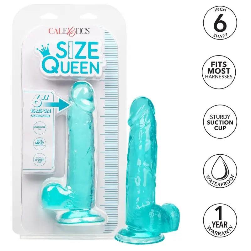 CALEXOTICS - SIZE QUEEN DILDO AZUL 15.3 CM - Optelum