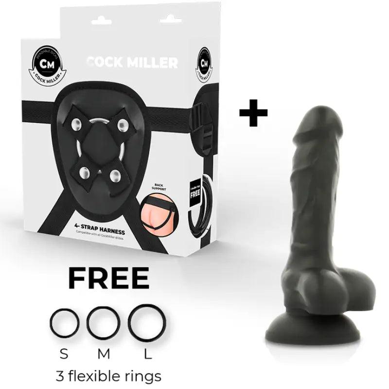 COCK MILLER - ARNES + DILDO SILICONA DENSITY COCKSIL ARTICULABLE NEGRO 13 CM - Optelum