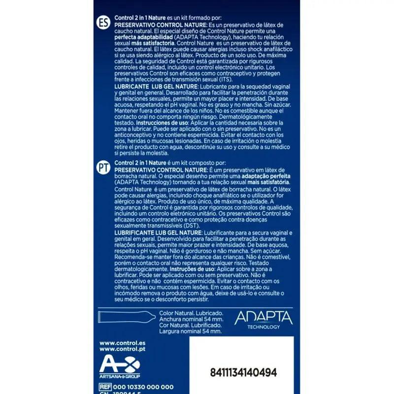 CONTROL - DUO NATURA 2-1 PRESERVATIVO + GEL 6 UDS - Optelum