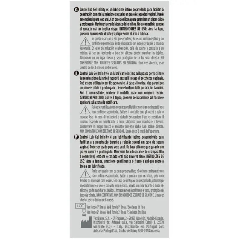 CONTROL - INFINITY LUBRICANTE BASE SILICONA 75 ML - Optelum