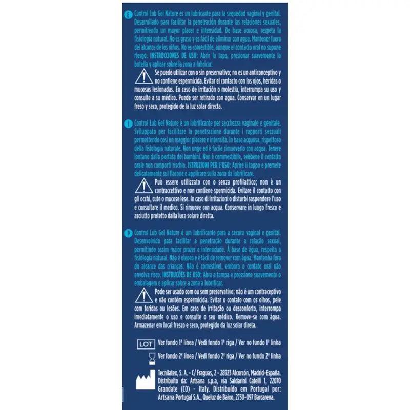 CONTROL - LUB GEL LUBRICANTE NATURAL 75 ML - Optelum