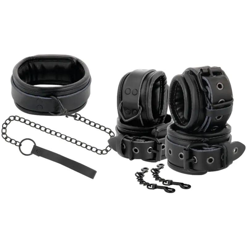 DARKNESS - ESPOSAS Y COLLAR DE CUERO NEGRO - Optelum