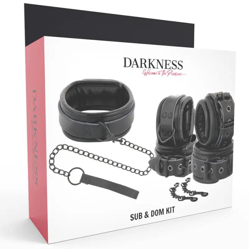 DARKNESS - ESPOSAS Y COLLAR DE CUERO NEGRO - Optelum