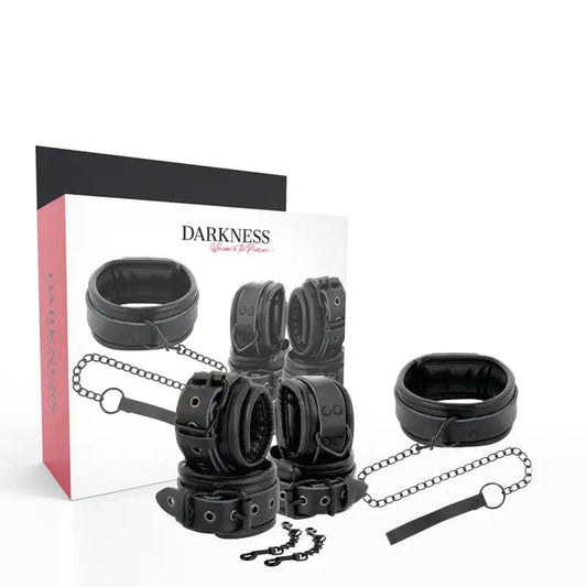 DARKNESS - ESPOSAS Y COLLAR DE CUERO NEGRO - Optelum