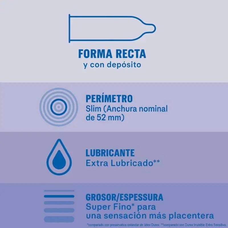 DUREX - INVISIBLE EXTRA LUBRICADO 12 UNIDADES - Optelum