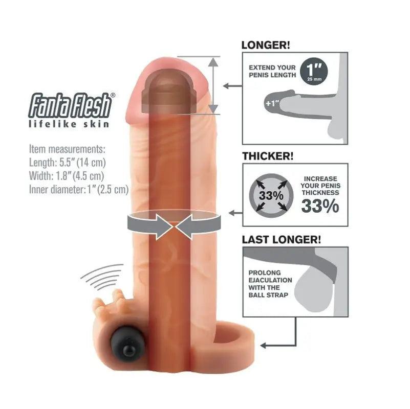 FANTASY X- TENSIONS - EXTENSION PARA EL PENE CON VIBRADOR REAL FEEL 1 - Optelum