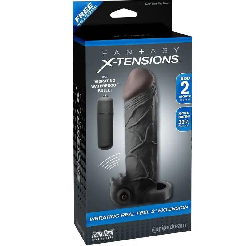 FANTASY X- TENSIONS - EXTENSION PARA EL PENE CON VIBRADOR REAL FEEL 2 NEGRO - Optelum