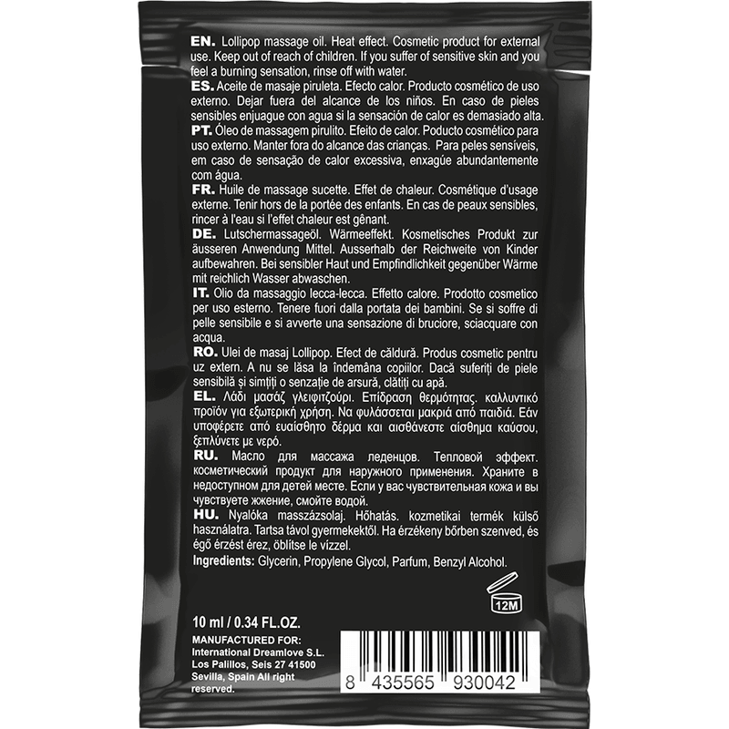 COQUETTE CHIC DESIRE - POCKET ACEITE MASAJE KISSABLE EFECTO CALOR PIRULETA 10 ML - Optelum