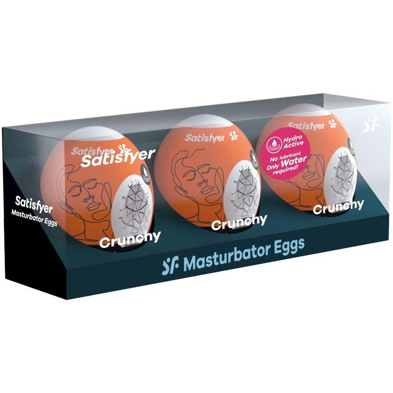 SATISFYER - 3 HUEVOS MASTURBADORES NAUGHTY, SAVAGE & CRUNCHY - Optelum