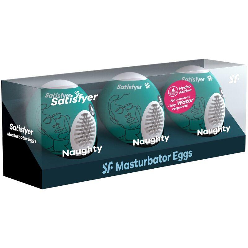 SATISFYER - 3 HUEVOS MASTURBADORES NAUGHTY - Optelum