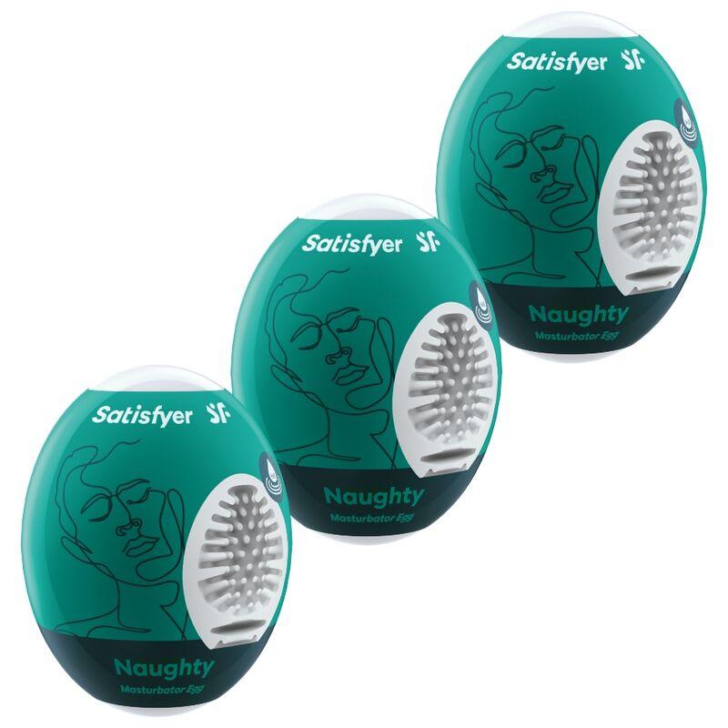 SATISFYER - 3 HUEVOS MASTURBADORES NAUGHTY - Optelum