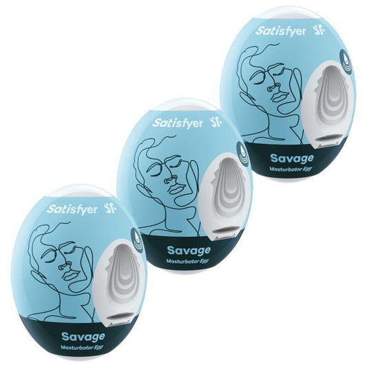 SATISFYER - 3 HUEVOS MASTURBADORES SAVAGE - Optelum