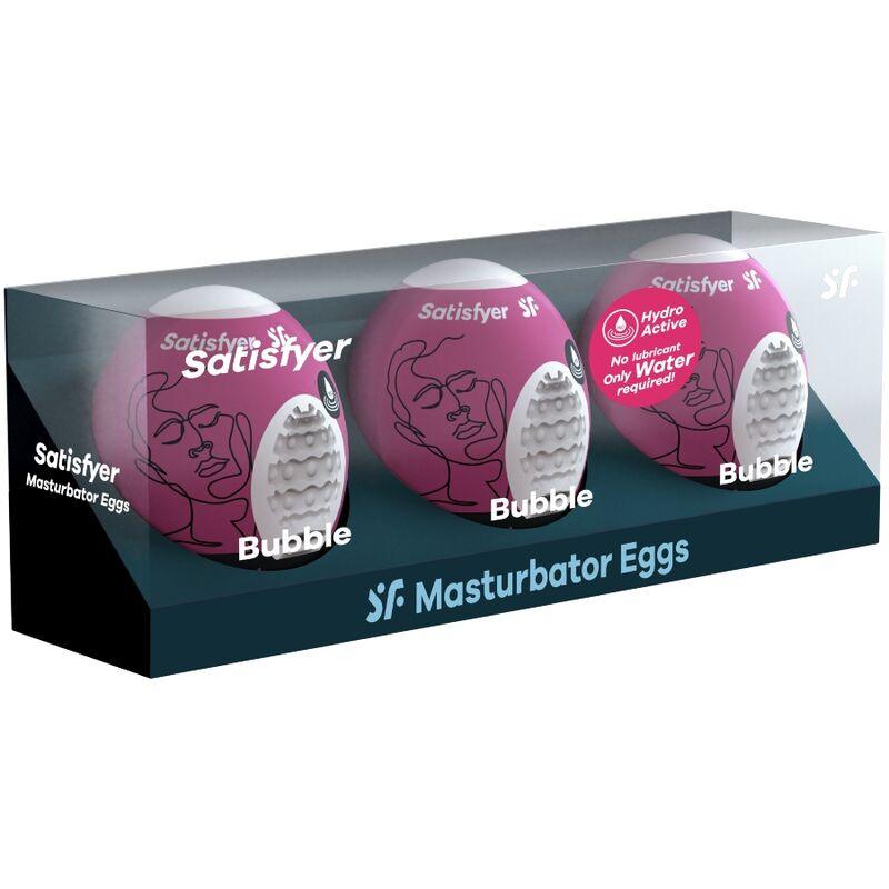 SATISFYER - 3 HUEVOS MASTURBADORES BUBBLE - Optelum