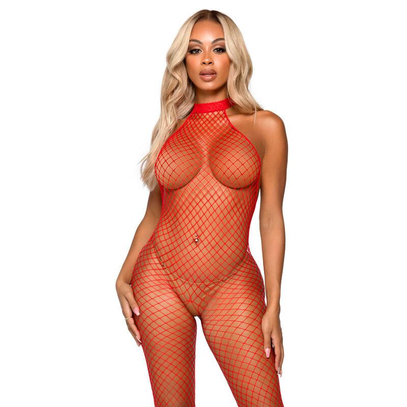LEG AVENUE - LE FRIVOLE BODYSTOCKING - CUELLO RACER TALLA UNICA ROJO - Optelum