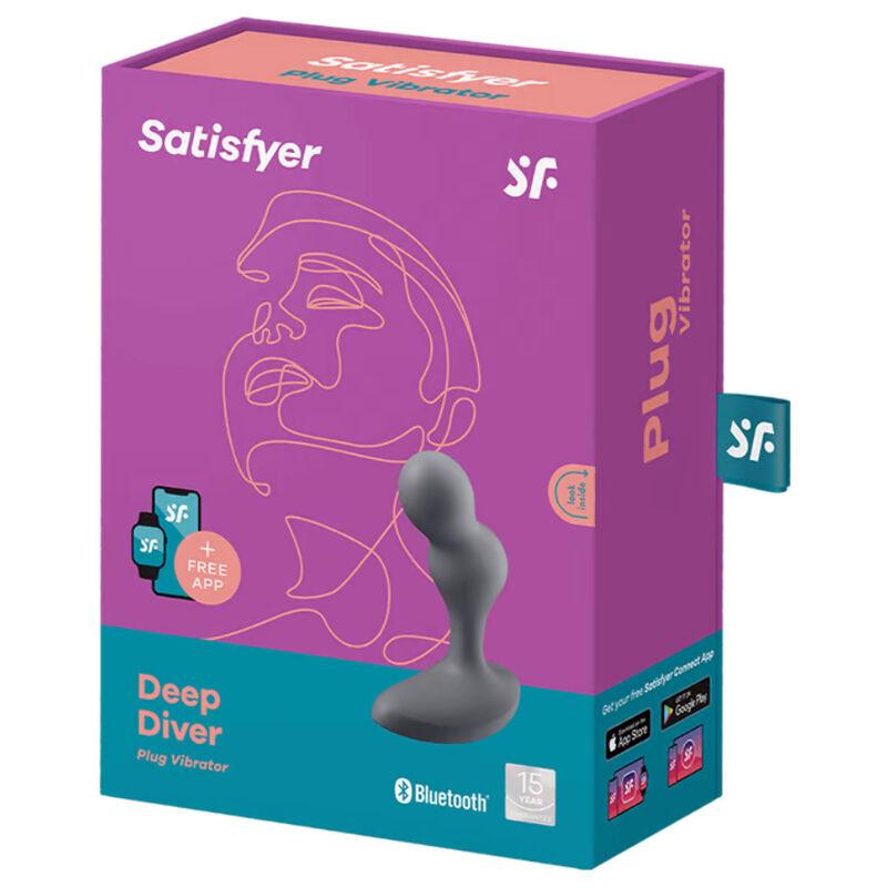 SATISFYER - DEEP DIVER PLUG VIBRADOR APP GRIS - Optelum