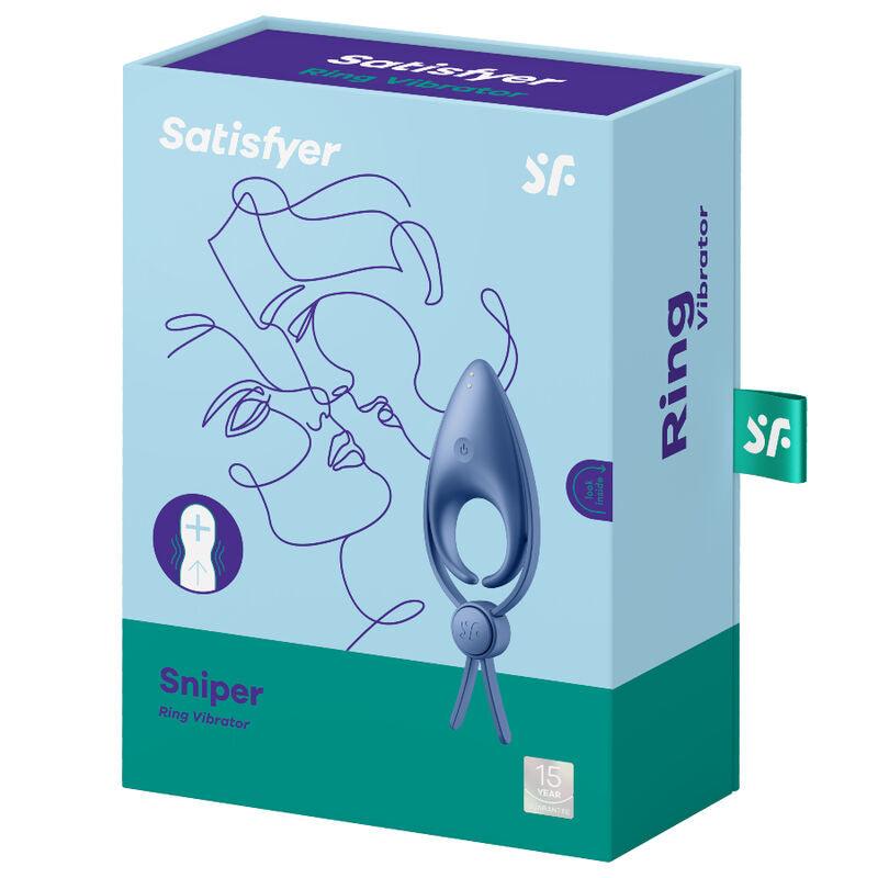SATISFYER - SNIPER ANILLO VIBRADOR AZUL - Optelum