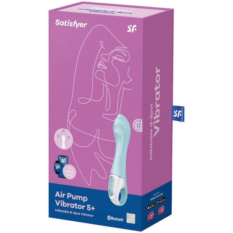 SATISFYER - AIR PUMP VIBRATOR 5+ VIBRADOR PUNTO G INFLABLE APP AZUL - Optelum