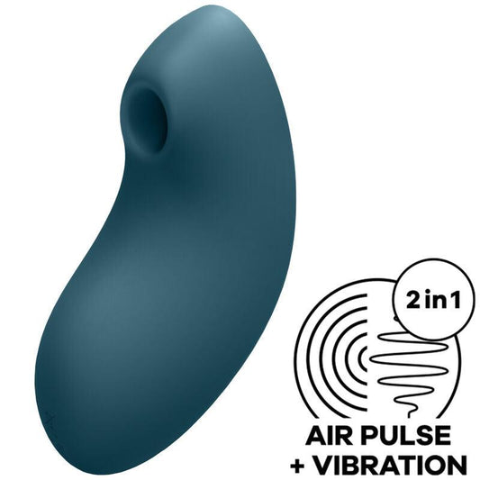 SATISFYER - VULVA LOVER 2 ESTIMULADOR Y VIBRADOR AZUL - Optelum