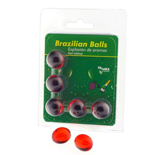 TALOKA - BRAZILIAN BALLS GEL ÍNTIMO FRESAS & CHAMPN 5 BOLAS - Optelum