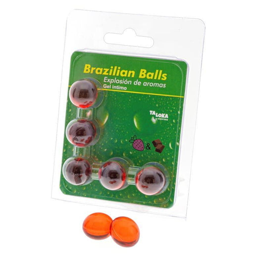 TALOKA - BRAZILIAN BALLS GEL ÍNTIMO FRESA & CHOCOLATE 5 BOLAS - Optelum