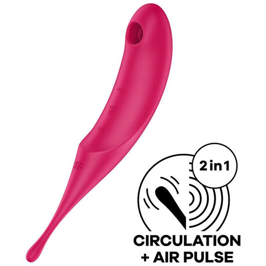 SATISFYER - TWIRLING PRO ESTIMULADOR Y VIBRADOR ROJO - Optelum