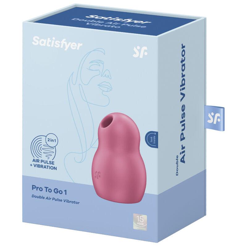 SATISFYER - PRO TO GO 1 ESTIMULADOR Y VIBRADOR DOBLE ROJO - Optelum