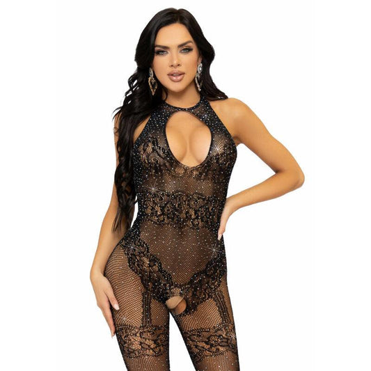 LEG AVENUE - BODYSTOCKING DE RED SIN COSTURAS TALLA ÚNICA - NEGRO - Optelum