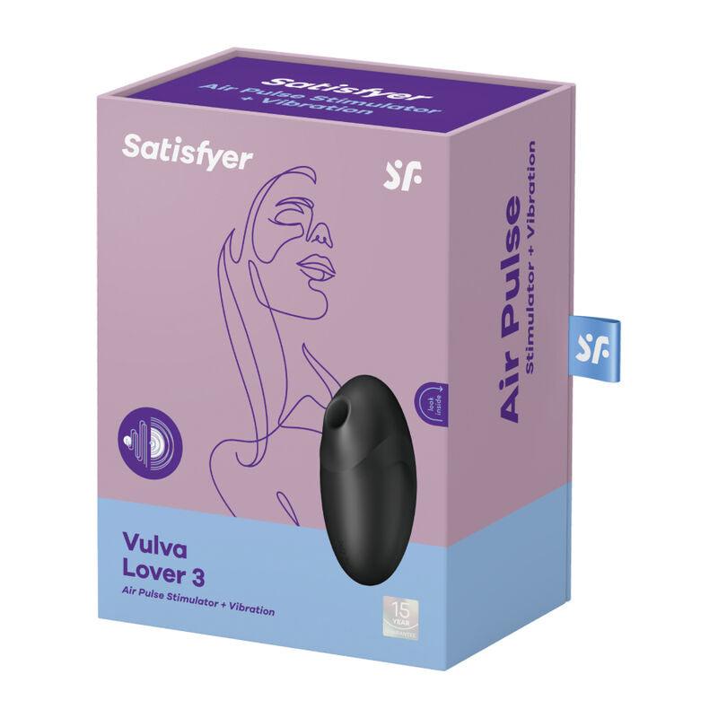 SATISFYER - VULVA LOVER 3 ESTIMULADOR Y VIBRADOR NEGRO - Optelum