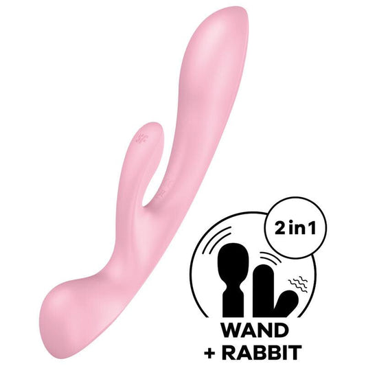 SATISFYER - TRIPLE OH VIBRADOR HÍBRIDO ROSA - Optelum