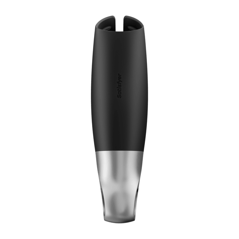 SATISFYER - POWER MASTURBATOR NEGRO Y PLATA - Optelum