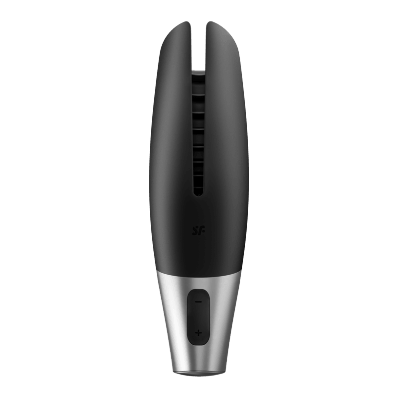 SATISFYER - POWER MASTURBATOR NEGRO Y PLATA - Optelum