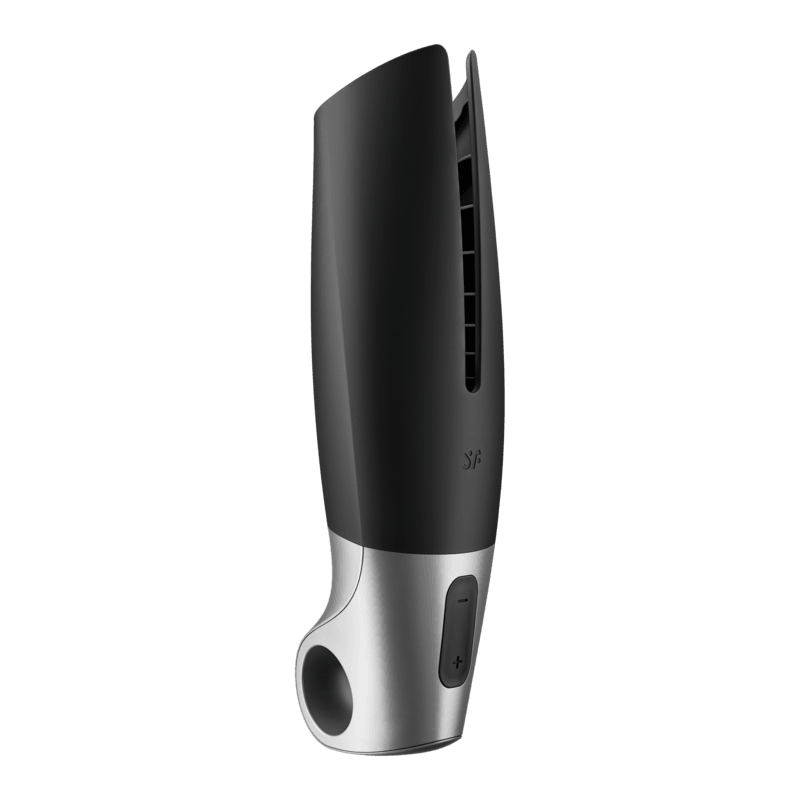 SATISFYER - POWER MASTURBATOR NEGRO Y PLATA - Optelum