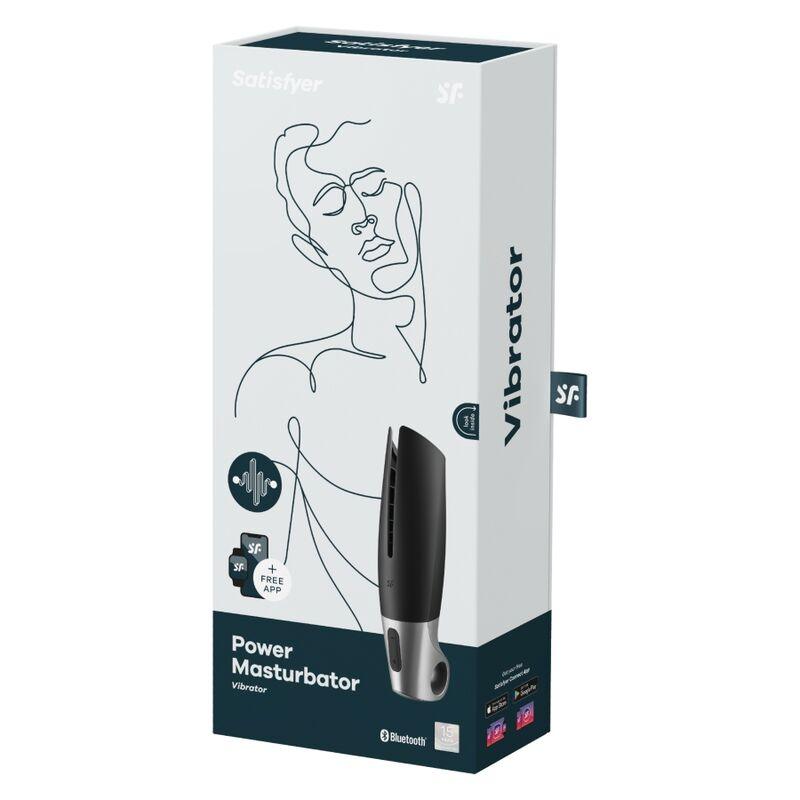 SATISFYER - POWER MASTURBATOR NEGRO Y PLATA - Optelum
