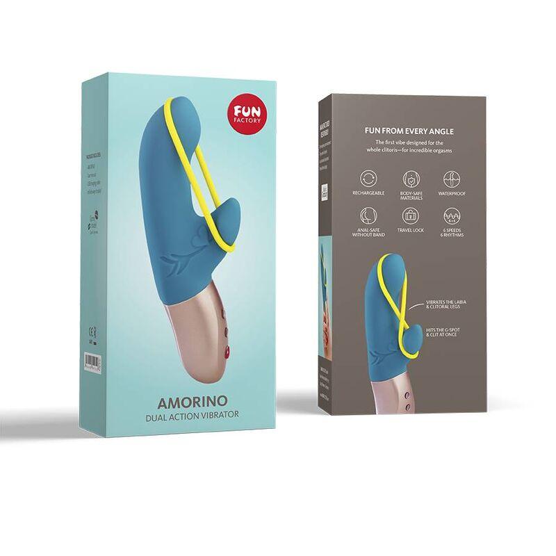 FUN FACTORY - AMORINO MINI VIBRADOR PETROL & AMARILLO NEON - Optelum