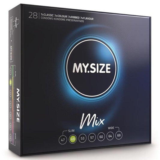MY SIZE - MIX PRESERVATIVOS 49 MM 28 UNIDADES - Optelum