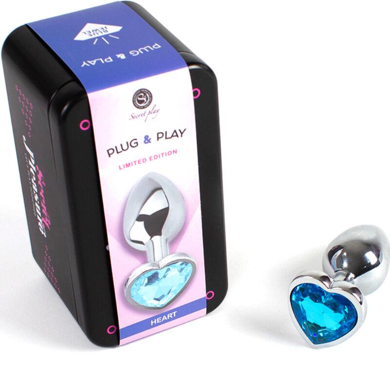 SECRETPLAY - METAL BUTT PLUG CORAZÓN AZUL TALLA S 7 CM - Optelum