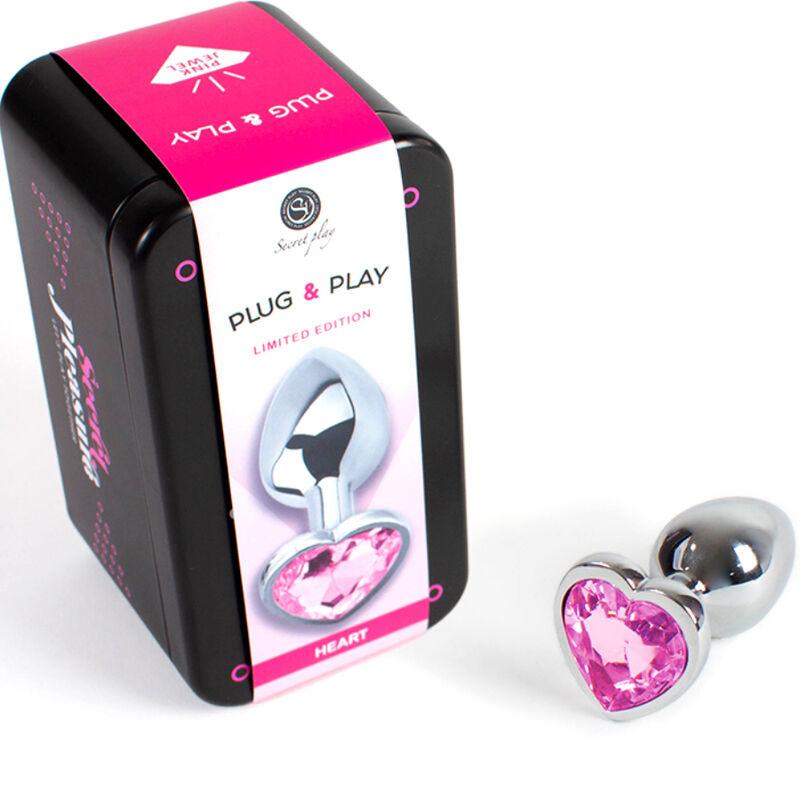 SECRETPLAY - METAL BUTT PLUG CORAZÓN FUCSIA TALLA S 7 CM - Optelum