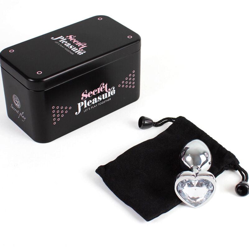 SECRETPLAY - METAL BUTT PLUG CORAZÓN TRANSPARENTE TALLA S 7 CM - Optelum