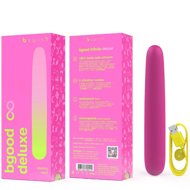 B SWISH - BGOOD INFINITE DELUXE VIBRADOR RECARGABLE SILICONA ROSA - Optelum