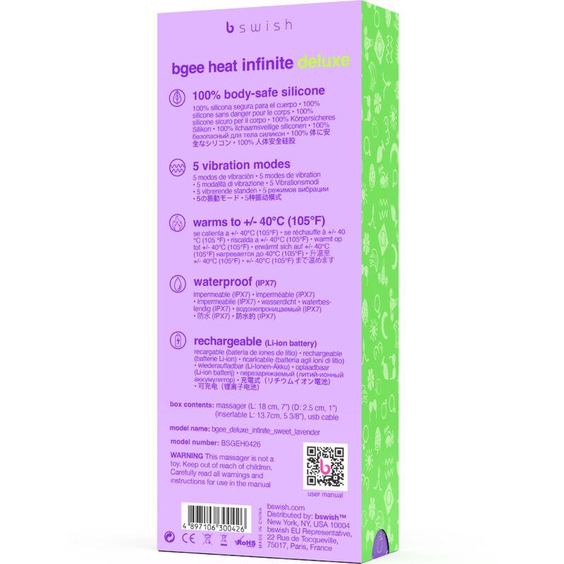 B SWISH - BGEE HEAT INFINITE DELUXE VIBRADOR RECARGABLE SILICONA LAVANDA - Optelum